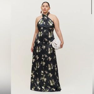 Reformation Veria Silk Dress Black